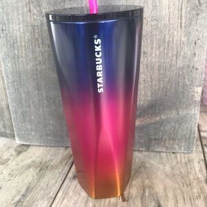 Starbucks 2022 Summer Sunset Geometric Pink Berry Gold Ombre SS Tumbler